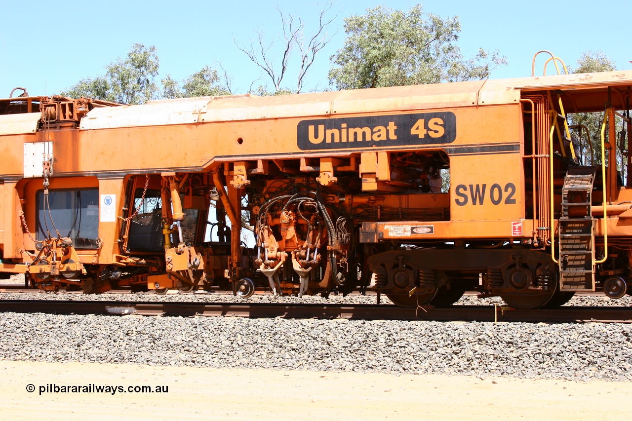 050917 5515
Coon Siding, view of the tamper operators cabin location on Switch Tamper SW 02 is a Plasser Australia model Unimat S4 switch tamper. 17th September 2005.
Keywords: SW02;Plasser-Australia;Unimat-4S;track-machine;