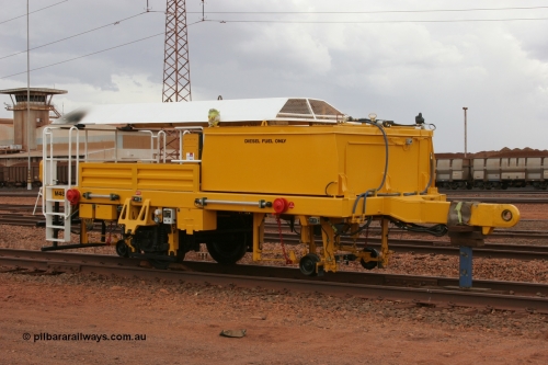 050407 0379
Nelson Point yard hard stand area sees brand new having only been delivered, BHP track tamper support trailer for Tamper 3 which will arrive in a couple of days. Plasser Australia 09-3X model with serial M480. 7th April 2005.
Keywords: Tamper3;Plasser-Australia;09-3X;M480;track-machine;