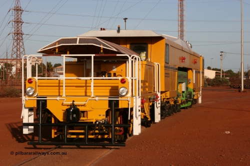 050410 0523
Nelson Point yard hard stand area rear view of brand new having only been delivered the day before, BHP track tamper to become Tamper 3, a Plasser Australia 09-3X model with serial M480. 10th April 2005.
Keywords: Tamper3;Plasser-Australia;09-3X;M480;track-machine;
