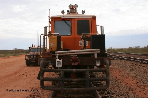 050412 0812
Abydos Siding backtrack, view of the rear of BHP's Mainline Tamper 1, a Plasser Australia 09-32 CAT model tamper serial 306 built in 1986. 12th April 2005.
Keywords: Tamper1;Plasser-Australia;09-32-CAT;306;track-machine;