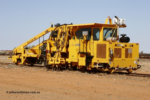 051001 5671
Flash Butt yard, Jackson model 6700 tamper serial 153246 lettered for Railway Equipment Leasing And Maintenance RELAM Inc undergoing delivery checks. 1st October 2005.
Keywords: Jackson;6700;153246;track-machine;