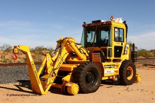 060403 3273
Tabba North, Barclay Mowlem high-rail Pettibone model 445-E Speed Swing, with the moniker Skinny's Bone. 3rd April 2006.
Keywords: Skinny's-Bone;Pettibone;445E;Speed-Swing;track-machine;