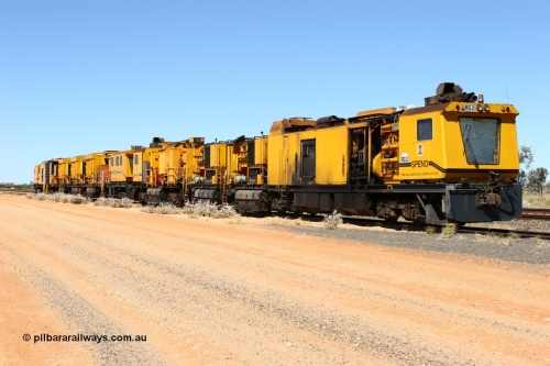 060501 3906
Abydos Siding backtrack, Speno rail grinders RG 2 coupled to RG 1. 1st May 2006.
Keywords: RG2;Speno;RR24;track-machine;