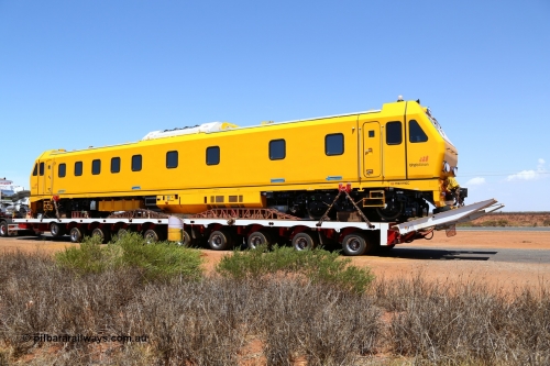 151206 9650
Boodarie, parked up in a parking bay just out of town on a Sunday awaiting delivery on the following day, on a Gavin Transport Drake float, BHP's new track recording vehicle which is a Mermec ROGER 800 imported from Italy. ROGER is an acronym for Rilievo Ottico Geometria Rotaia, Italian for optical rail geometry control.
Keywords: MM800;Mermec-Italy;Roger-800;track-machine;