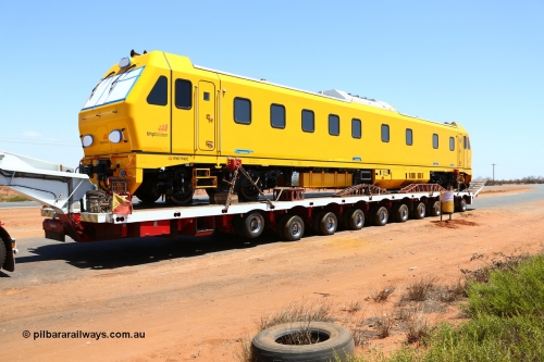 151206 9652
Boodarie, parked up in a parking bay just out of town on a Sunday awaiting delivery on the following day, on a Gavin Transport Drake float, BHP's new track recording vehicle which is a Mermec ROGER 800 imported from Italy. ROGER is an acronym for Rilievo Ottico Geometria Rotaia, Italian for optical rail geometry control.
Keywords: MM800;Mermec-Italy;Roger-800;track-machine;