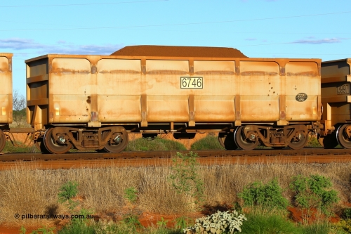 06746 210321 9304
Boodarie on the 5 km curve loaded FMG master ore waggon 6746 was built by CSR Yangtze with a prototype pressed lower panels and is joined to 5745. This pair is the same as 3005 - 4006. 21st March 2021.
Keywords: CSR-Yangtze-Rolling-Stock-Co-China