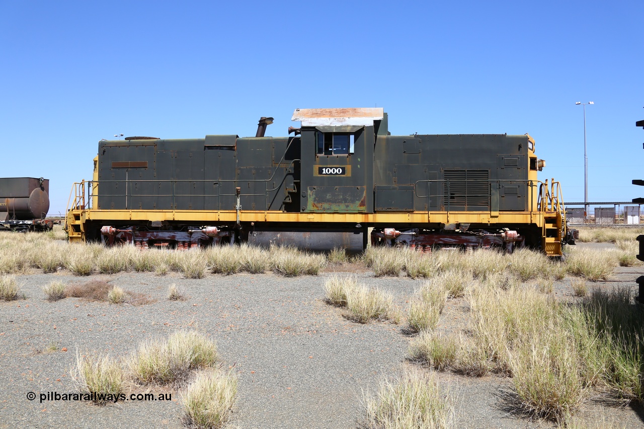 200914 7770
Pilbara Railways Historical Society, former ALCo built demonstrator locomotive model C-415 serial 3449-1 built April 1966, currently carrying number 1000, it was originally numbered 008 when Hamersley Iron purchased the unit in 1968. It was retired from service on the 24th February 1982. It then spent some time carrying number 2000 while building the Marandoo railway line from Sept 1991. 14th September 2020.
Keywords: 1000;ALCo;C-415;3449-1;008;2000;