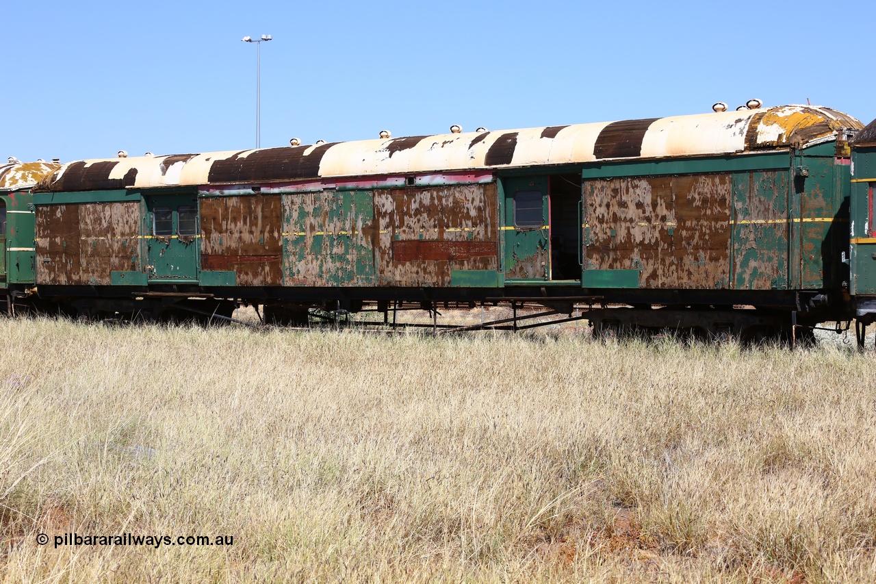 200914 7790
Pilbara Railways Historical Society, brake van 'Portland' was originally a NSWGR MHO type guards van MHO 2321, then recoded to KB type mail van, then to KBY 2513 guards van. It was built by Clyde Engineering at Granville and purchased in 1987 by the Society, it is named after a local river. 14th September 2020.
Keywords: KBY2513;KBY-type;Clyde-Engineering-Granville-NSW;MHO-type;MHO2321;KB-type;