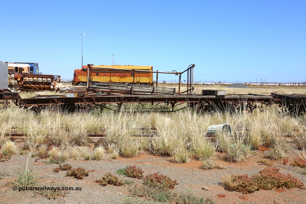 200914 7819
Pilbara Railways Historical Society, wooden decked steel frame bogie waggon from the Point Samson PWD, with what could be the Governors Carriage frame behind it? The Governors Carriage can be seen here on the [url=https://www.westonlangford.com/images/photo/111894/]Weston Langford[/url] site. 14th September 2020.
