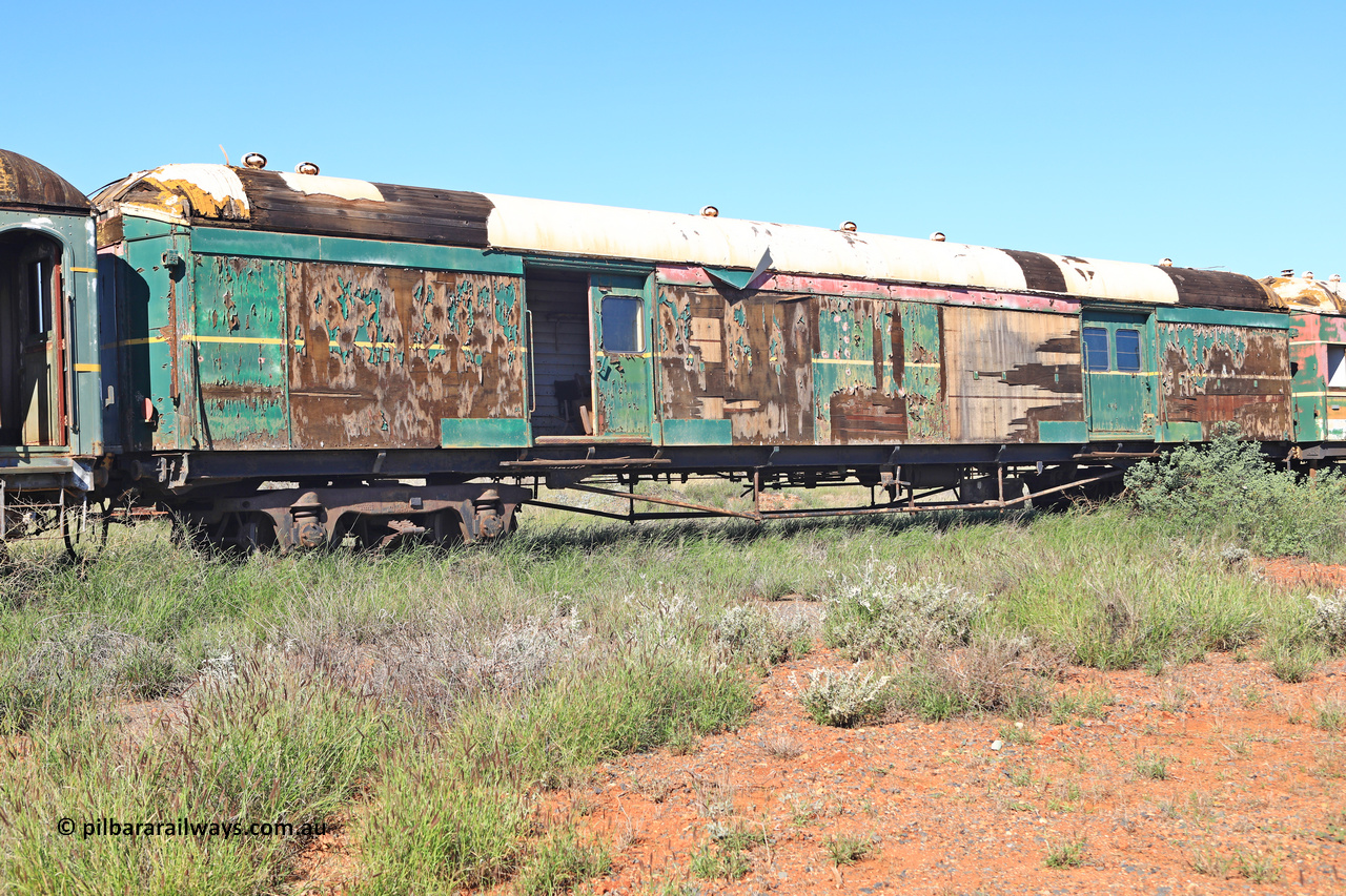 240701 2748
Pilbara Railways Historical Society, brake van 'Portland' was originally a NSWGR MHO type guards van MHO 2321, then recoded to KB type mail van, then to KBY 2513 guards van. It was built by Clyde Engineering at Granville and purchased in 1987 by the Society, it is named after a local river. July 1, 2024.
Keywords: KBY2513;KBY-type;Clyde-Engineering-Granville-NSW;MHO-type;MHO2321;KB-type;