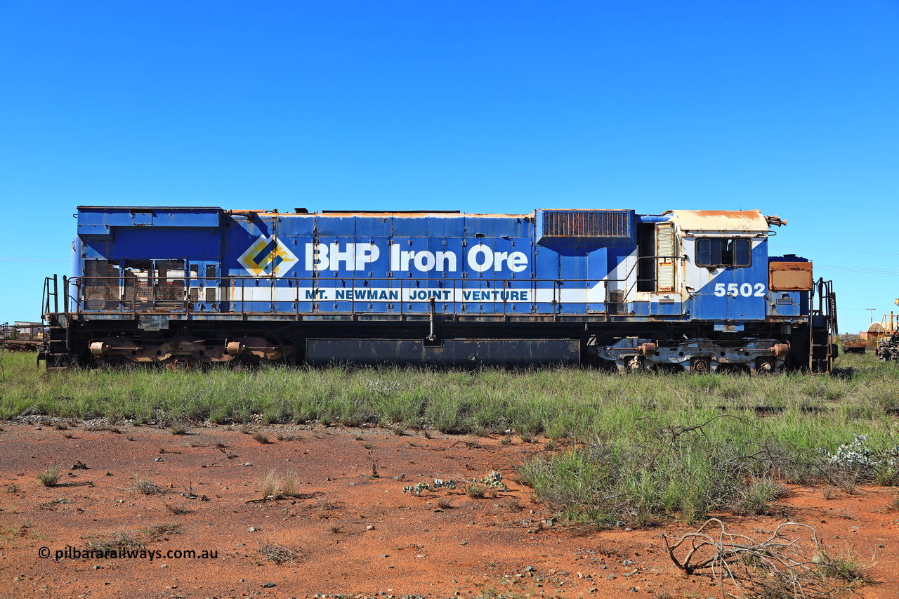 240701 2765
Pilbara Railways Historical Society, Australian built by Comeng NSW an MLW ALCo M636 unit formerly operated by Mt Newman Mining and BHP Iron Ore 5502 serial number C6096-7 built July 1976, retired in 1994 and donated to the Society in 1995. July 1, 2024.
Keywords: 5502;Comeng-NSW;MLW;ALCo;M636;C6096-7;