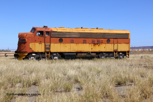 200914 7760
Pilbara Railways Historical Society museum, 5450 a USA built EMD model F7A serial 8970 and frame 3006-A9, built Jan-1950 for Western Pacific Railroad as 917-A, imported for the Mt Newman Mining Co. to construct their Port Hedland to Newman railway in December 1967. Donated to the Society in 1978. 14th September 2020.
Keywords: 5450;EMD;F7A;8970;917-A;3006-A9;