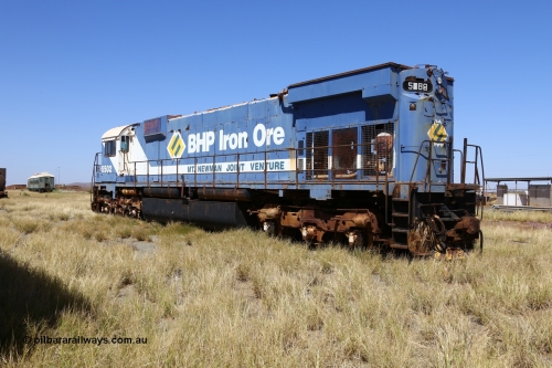 200914 7761
Pilbara Railways Historical Society museum, Australian built by Comeng NSW an MLW ALCo M636 unit formerly owned by BHP 5502 serial C6096-7 built in July 1976, retired in 1994, donated to Society in November 1995. 14th September 2020.
Keywords: 5502;Comeng-NSW;MLW;ALCo;M636;C6096-7;