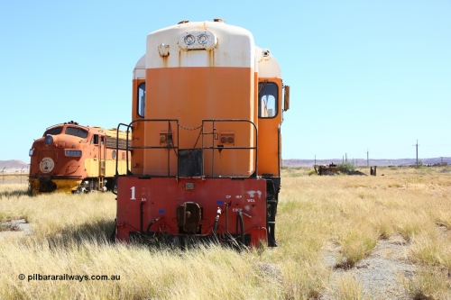 200914 7764
Pilbara Railways Historical Society, Goldsworthy Mining Ltd B class unit 1, an English Electric built ST95B model, originally built in 1965 serial A-104, due to accident damage rebuilt on new frame with serial A-232 in 1970. These units of Bo-Bo design with a 6CSRKT 640 kW prime mover and built at the Rocklea Qld plant. Donated to Society in 1995. 14th September 2020.
Keywords: B-class;English-Electric-Qld;ST95B;A-104;A-232;GML;Goldsworthy-Mining;