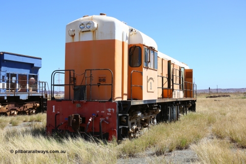 200914 7765
Pilbara Railways Historical Society, Goldsworthy Mining Ltd B class unit 1, an English Electric built ST95B model, originally built in 1965 serial A-104, due to accident damage rebuilt on new frame with serial A-232 in 1970. These units of Bo-Bo design with a 6CSRKT 640 kW prime mover and built at the Rocklea Qld plant. Donated to Society in 1995. 14th September 2020.
Keywords: B-class;English-Electric-Qld;ST95B;A-104;A-232;GML;Goldsworthy-Mining;