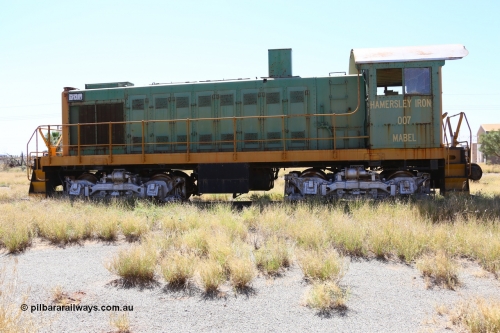 200914 7780
Pilbara Railways Historical Society, ALCo built locomotive model S-2 serial 69214 built in 1940 for the Spokane, Portland and Seattle as their #21 and retired in 1964 before coming to Australia in September 1965, numbered 007 and called 'Mabel'. Retired in December 1972 and donated to the Society in 1976. 14th September 2020.
Keywords: 007;ALCo;S-2;69214;SP&S;21;