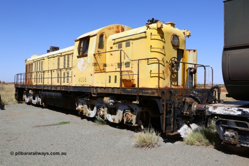 200914 7782
Pilbara Railways Historical Society museum, former Cliffs Robe River Iron Associates RSC-3 model ALCo locomotive built by Montreal Locomotive Works (MLW) in 1951 for NSWGR as the 40 class 4002 serial 77733, purchased by CRRIA in 1971 and numbered 261.002, then 1705 and finally 9405. 4002 is preserved in an operational state and another claim to fame is it run the Royal Train in NSW February 1954. Donated to the Society in 1979. 14th September 2020.
Keywords: 4002;MLW;ALCo;RSC3;77733;9405;40-class;