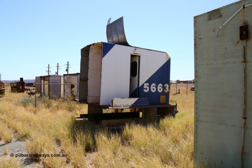 200914 7811
Pilbara Railways Historical Society, the Locotrol 'cab' from Goninan WA rebuild CM40-8ML unit 5663 Newcastle, one of three units built without a driving cab in 1994 but with a Locotrol equipment cabinet to do away with the Locotrol waggons that were in use at the time. Eventually the three locomotives had driving cabs fitted. Donated to the Society around 1998? 14th September 2020.
Keywords: 5663;Goninan;GE;CM40-8ML;8412-08/94-154;rebuild;AE-Goodwin;ALCo;M636C;5476;G6047-8;