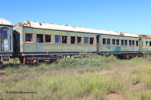 240701 2728
Pilbara Railways Historical Society, passenger carriage 'Weelumurra' was originally built by Clyde Engineering at Granville NSW in 1936 for the NSWGR as a second class railway carriage FS type FS 2138. In 1975 it was purchased by the Society and is named after a local river. July 1, 2024.
Keywords: FS2138;FS-type;Clyde-Engineering-Granville-NSW;