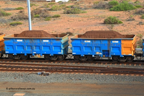 240619 0375
Cape Lambert yard, one of Rio Tinto's blue rakes with spring assisted park brake and only electronic controlled pneumatic [ECP] braking, waggon pair 31471 is a master and is bar coupled to slave waggon 36471 built by China Northen as a Q type in 12/2022. Captured on June 19, 2024.
Keywords: 31471;36471;Q-type;China-Northern;Rio-ore-waggon;