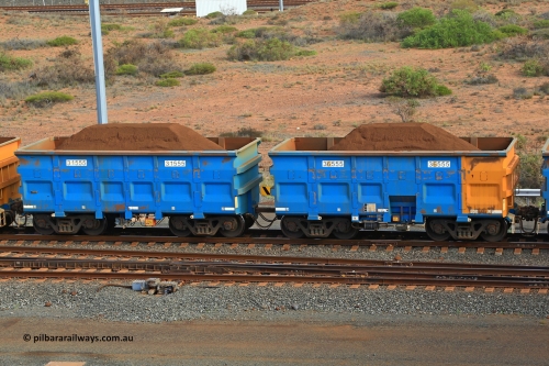 240619 0395
Cape Lambert yard, one of Rio Tinto's blue rakes with spring assisted park brake and only electronic controlled pneumatic [ECP] braking, waggon pair 31555 is a master and is bar coupled to slave waggon 36555 built by China Northen as a Q type in 12/2022. Captured on June 19, 2024.
Keywords: 31555;36555;Q-type;China-Northern;Rio-ore-waggon;