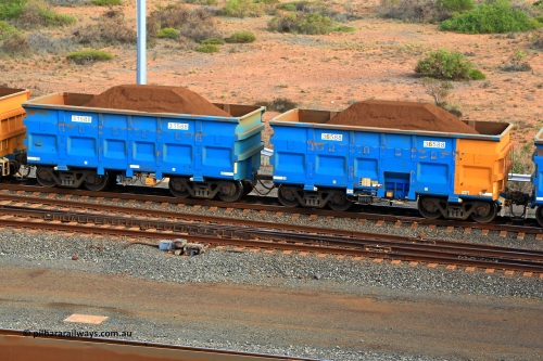 240619 0402
Cape Lambert yard, one of Rio Tinto's blue rakes with spring assisted park brake and only electronic controlled pneumatic [ECP] braking, waggon pair 31588 is a master and is bar coupled to slave waggon 36588 built by China Northen as a Q type in 11/2022. Captured on June 19, 2024.
Keywords: 31588;36588;Q-type;China-Northern;Rio-ore-waggon;
