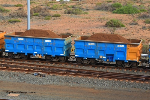 240619 0405
Cape Lambert yard, one of Rio Tinto's blue rakes with spring assisted park brake and only electronic controlled pneumatic [ECP] braking, waggon pair 31499 is a master and is bar coupled to slave waggon 36499 built by China Northen as a Q type in 12/2022. Captured on June 19, 2024.
Keywords: 31499;36499;Q-type;China-Northern;Rio-ore-waggon;