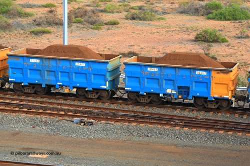 240619 0420
Cape Lambert yard, one of Rio Tinto's blue rakes with spring assisted park brake and only electronic controlled pneumatic [ECP] braking, waggon pair 31467 is a master and is bar coupled to slave waggon 36467 built by China Northen as a Q type in 12/2022. Captured on June 19, 2024.
Keywords: 31467;36467;Q-type;China-Northern;Rio-ore-waggon;