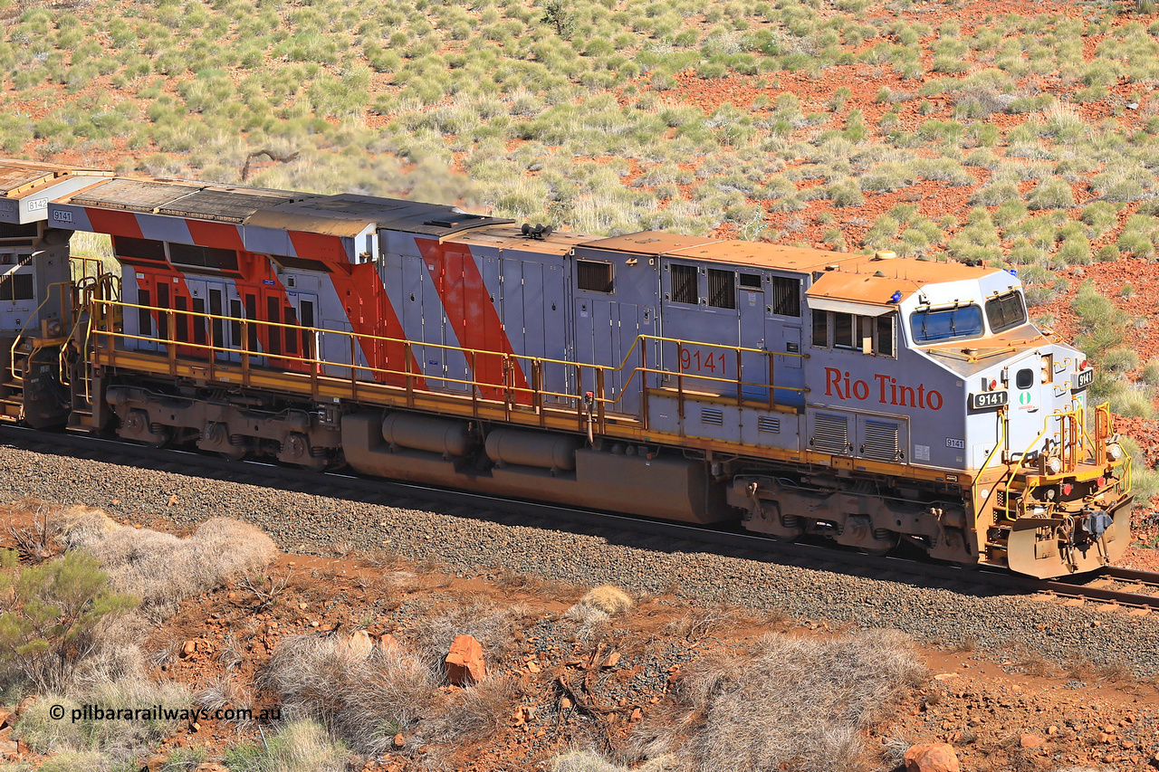 240701 2382
Western Creek, 67 km, Rio Tinto's GE built ES44DCi locomotive 9141 with serial number 64731, delivered in 2018 from the sixth order of this model from GE. Captured on July 1, 2024.
Keywords: 9141;GE;ES44ACi;64731;