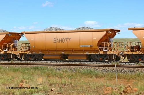 210322 9578
Near Gecko on Rio Tinto's Dampier - Tom Price line is Chinese built ballast waggon BAH 077 on a loaded ballast rake. Location is roughly [url=https://goo.gl/maps/XZkGLreipQwHrTjw9]here[/url]. 22nd March 2021.
Keywords: BAH-type;BAH077;Rio-ballast-waggon;