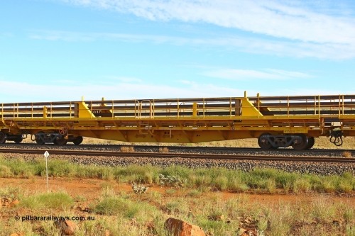 210510 1106
Near Gull on the Rio Tinto Dampier - Tom Price line at the 101.5 km, RTW type intermediate rail waggon RTW 014 on Rio Tinto's Gemco Rail built rail train consist. 10th May 2021. [url=https://goo.gl/maps/9WbRn1E4vP6a1YbN8]Location[/url].
Keywords: RTW-type;RTW014;Gemco-Rail-WA;