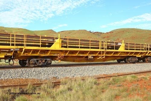 210510 1132
Near Galah on the Rio Tinto Dampier - Tom Price line at the 89.5 km, RTW type intermediate rail waggon RTW 021 on Rio Tinto's Gemco Rail built rail train consist. 10th May 2021. [url=https://goo.gl/maps/tSmgEtp7gcG7x24b9]Location[/url].
Keywords: RTW-type;RTW021;Gemco-Rail-WA