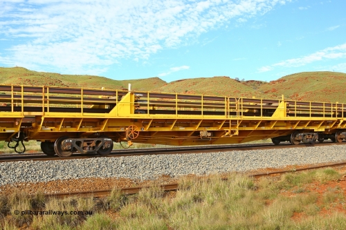 210510 1135
Near Galah on the Rio Tinto Dampier - Tom Price line at the 89.5 km, RTW type intermediate rail waggon RTW 018 on Rio Tinto's Gemco Rail built rail train consist. 10th May 2021. [url=https://goo.gl/maps/tSmgEtp7gcG7x24b9]Location[/url].
Keywords: RTW-type;RTW018;Gemco-Rail-WA