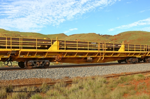 210510 1136
Near Galah on the Rio Tinto Dampier - Tom Price line at the 89.5 km, RTW type intermediate rail waggon RTW 017 on Rio Tinto's Gemco Rail built rail train consist. 10th May 2021. [url=https://goo.gl/maps/tSmgEtp7gcG7x24b9]Location[/url].
Keywords: RTW-type;RTW017;Gemco-Rail-WA