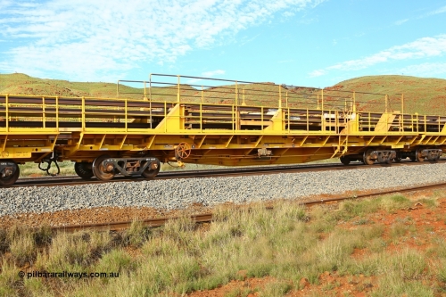 210510 1141
Near Galah on the Rio Tinto Dampier - Tom Price line at the 89.5 km, RTC type centre rail waggon RTC 012 on Rio Tinto's Gemco Rail built rail train consist. 10th May 2021. [url=https://goo.gl/maps/tSmgEtp7gcG7x24b9]Location[/url].
Keywords: RTC-type;RTC012;Gemco-Rail-WA