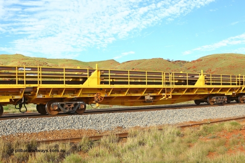 210510 1144
Near Galah on the Rio Tinto Dampier - Tom Price line at the 89.5 km, RTW type intermediate rail waggon RTW 009 on Rio Tinto's Gemco Rail built rail train consist. 10th May 2021. [url=https://goo.gl/maps/tSmgEtp7gcG7x24b9]Location[/url].
Keywords: RTW-type;RTW009;Gemco-Rail-WA