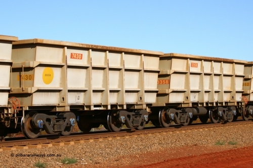 3358-7430 050828 5060
Tunkawanna, empty Robe River Bradken built S series waggon pair 3358 control and 7430 slave built in September 2004. August 28, 2005.
Keywords: 3358;7430;S-series;Bradken-Rail-Qld;Rio-ore-waggon;