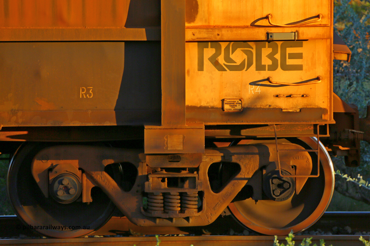 0497 170513 8655
Robe River ore waggon 497, built by Tomlinson Steel WA, rotary coupler end panel and plate view, Cape Lambert yard, May 13, 2017.
Keywords: 497;Tomlinson-Steel-WA;Robe-ore-waggon;
