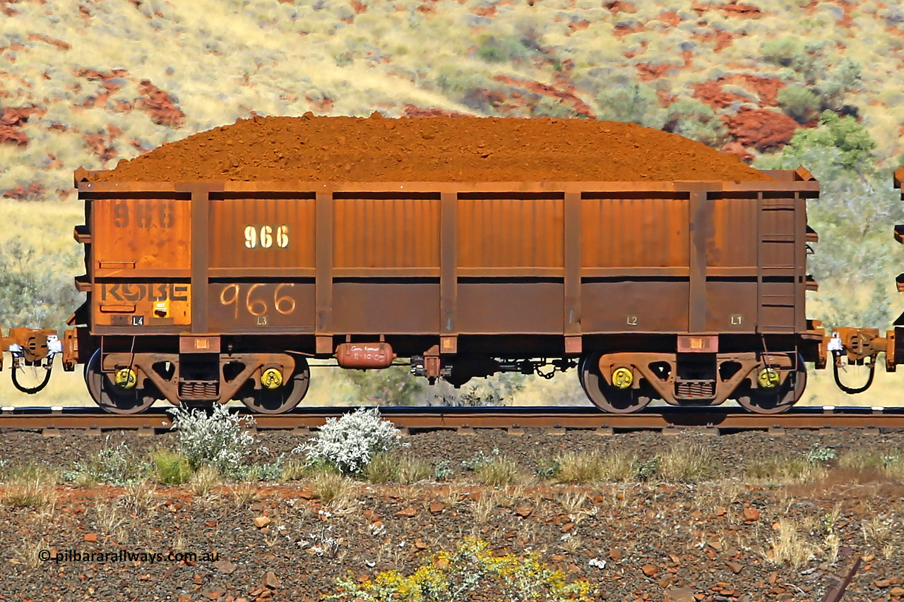 0966 170728 09951
Robe River ore waggon 966, built by Centurion Industries WA, non-handbrake side loaded view at the 72 km, Western Creek on the Deepdale line. July 28, 2017.
Keywords: 966;Centurion-Industries-WA;Robe-ore-waggon;