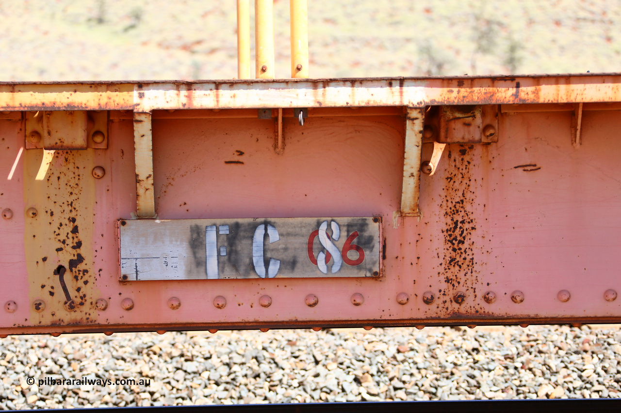 FC8 160306 1366
Robe River flat waggon FC 8, number board with Hamersley Iron and 06 visible. Greenpool March 6, 2016.
Keywords: FC8;Robe-flat-waggon;