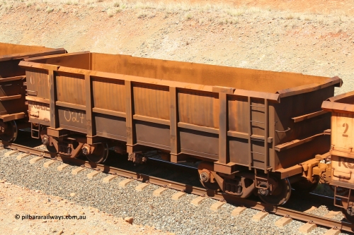 0027 160306 1297
Robe River ore waggon 027, built by Nippon Sharyo Nihon, fixed coupler non-handbrake side empty view at Greenpool on the Cape Lambert line. March 6, 2016.
Keywords: 027;Nippon-Sharyo-Nihon;Robe-ore-waggon;