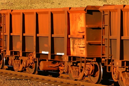 0036 060722 7609
Robe River ore waggon 036, built by Nippon Sharyo Nihon, rotary coupler end handbrake side empty partial view at the 11.7 km, Cape Lambert. July 22, 2006.
Keywords: 036;Nippon-Sharyo-Nihon;Robe-ore-waggon;