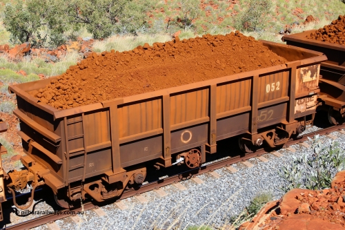 0052 180616 1860
Robe River ore waggon 052, built by Nippon Sharyo Nihon, fixed coupler handbrake side loaded view at Maitland Siding on the Deepdale line, June 16, 2018.
Keywords: 052;Nippon-Sharyo-Nihon;Robe-ore-waggon;