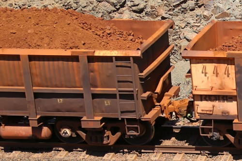 0102 160306 1535
Robe River ore waggon 102, shows rear drop rib which is a feature of the Centurion Industries WA builds, fixed coupler non-handbrake side loaded view at the 45 km, Harding Siding on the Cape Lambert line. March 6, 2016.
Keywords: 102;Nippon-Sharyo-Nihon;Robe-ore-waggon;