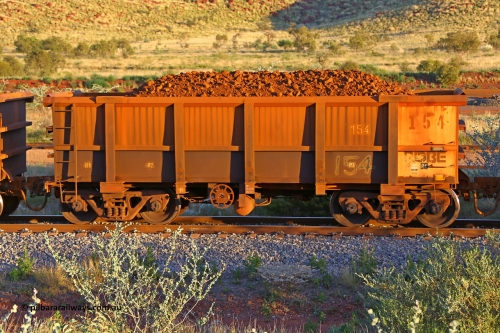 0154 170513 8757
Robe River ore waggon 154, built by Centurion Industries WA as a replacement, plate marking is visible, handbrake side loaded view, Cape Lambert yard, May 13, 2017.
Keywords: 154;Centurion-Industries-WA;Robe-ore-waggon;