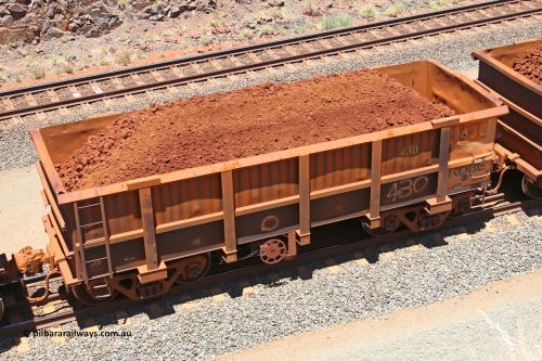 0430 160306 1476
Robe River ore waggon 430, built by Tomlinson Steel WA, fixed coupler handbrake side loaded view at the 45 km, Harding Siding on the Cape Lambert line. March 6, 2016.
Keywords: 430;Tomlinson-Steel-WA;Robe-ore-waggon;