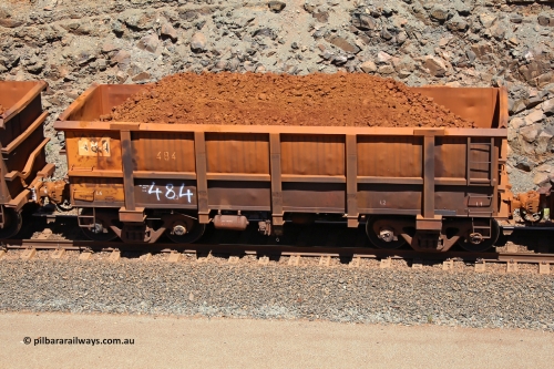 0484 160306 1527
Robe River ore waggon 484, built by Tomlinson Steel WA, fixed coupler non-handbrake side loaded view, at the 45 km, Harding Siding on the Cape Lambert line. March 6, 2016.
Keywords: 484;Tomlinson-Steel-WA;Robe-ore-waggon;