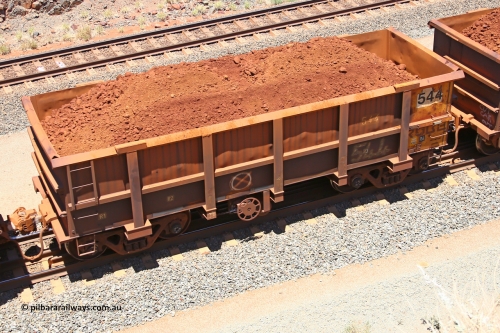 0544 160306 1460
Robe River ore waggon 544, built by Tomlinson Steel WA, fixed coupler handbrake side loaded view, at the 45 km, Harding Siding on the Cape Lambert line. March 6, 2016.
Keywords: 544;Tomlinson-Steel-WA;Robe-ore-waggon;