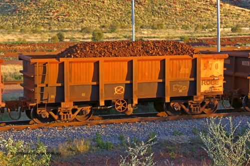 0570 170513 8638
Robe River ore waggon 570, built by Tomlinson Steel WA, handbrake side loaded view, Cape Lambert yard, May 13, 2017.
Keywords: 570;Tomlinson-Steel-WA;Robe-ore-waggon;