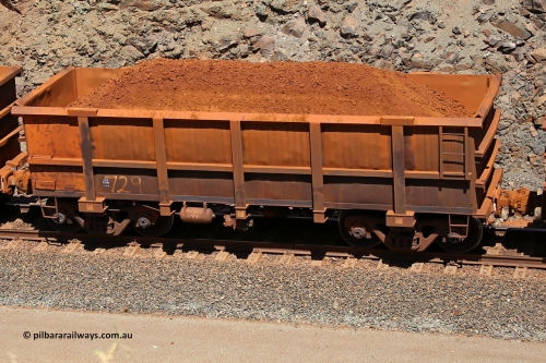 0729 160306 1650
Robe River ore waggon 729, built by Tomlinson Steel WA, fixed coupler non-handbrake side loaded view, at the 45 km, Harding Siding on the Cape Lambert line. March 6, 2016.
Keywords: 729;Tomlinson-Steel-WA;Robe-ore-waggon;